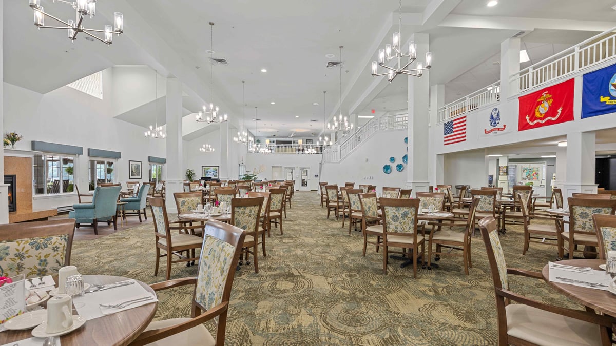 The dining room at Bella Vista set for mealtime