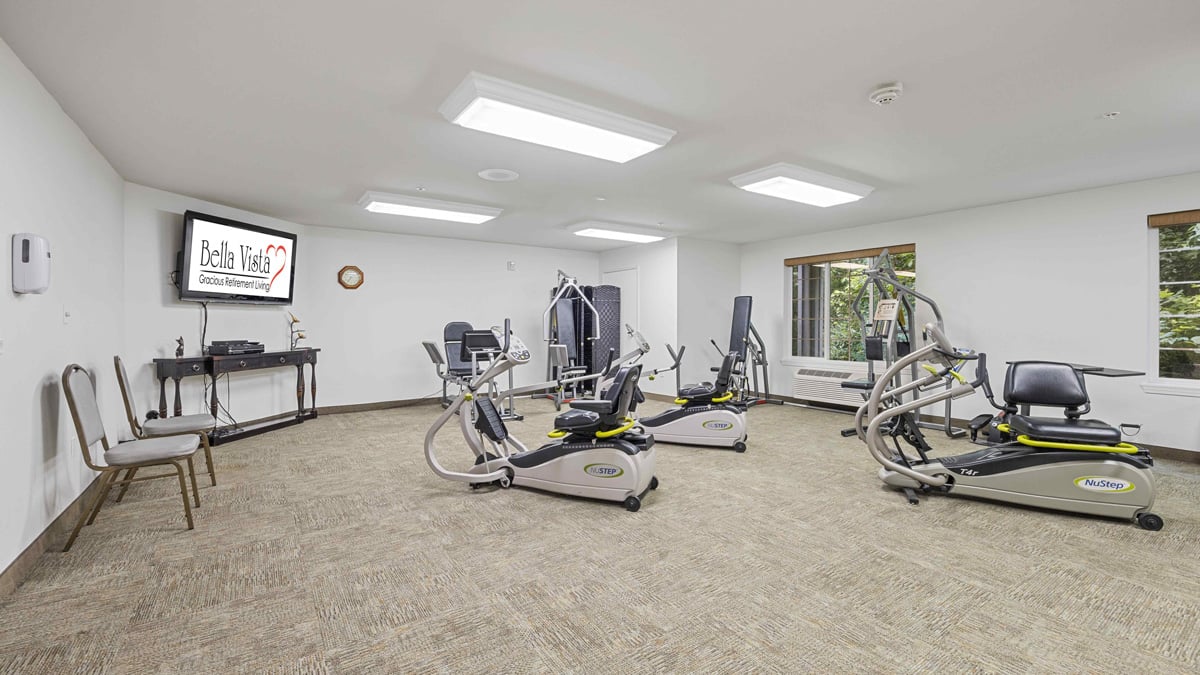 The fitness center at Bella Vista