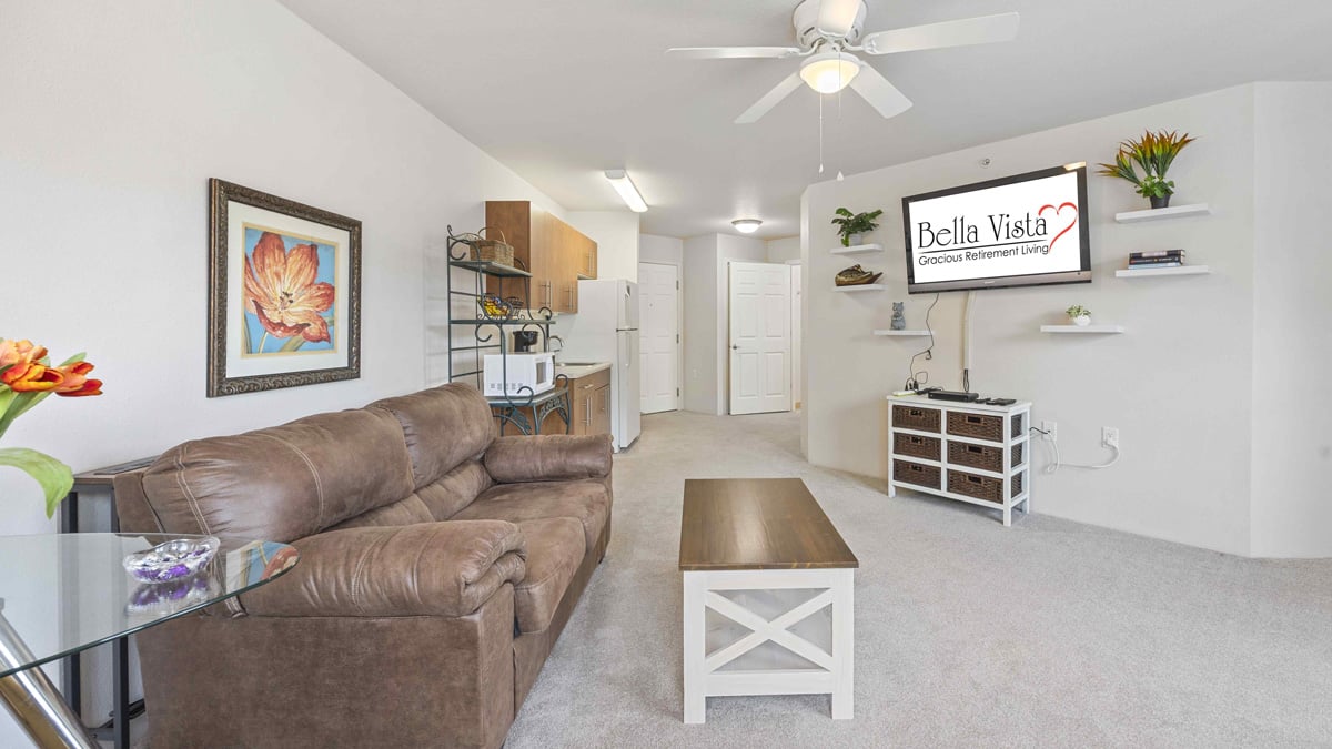 A living room in a Bella Vista apartment